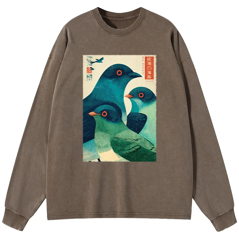 Tokyo-Tiger Petrels Of The Painted Sea Washed Long Sleeve T-Shirt