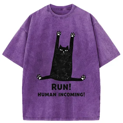 Tokyo-Tiger Frightened Cat Washed T-Shirt