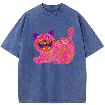 Tokyo-Tiger Chubby Fang Cat Washed T-Shirt