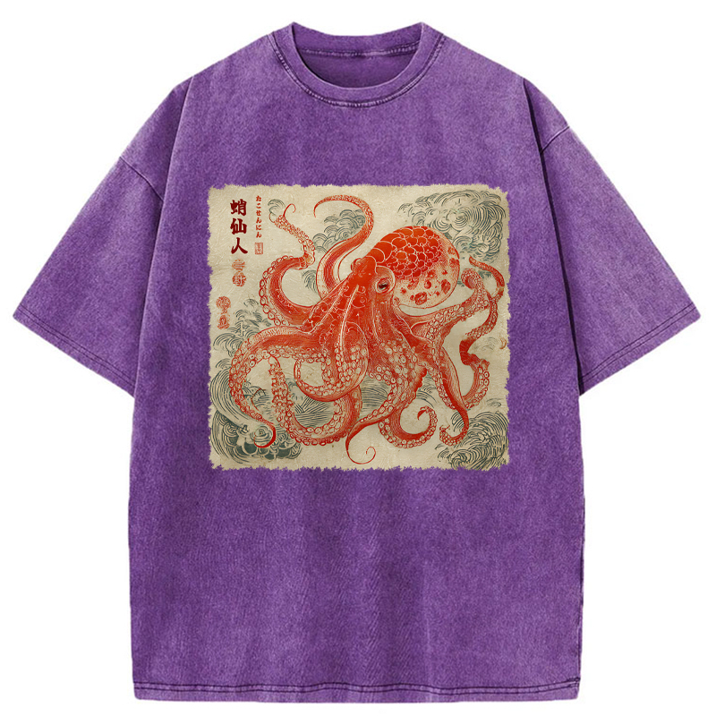 Tokyo-Tiger Octopus Sage Washed T-Shirt