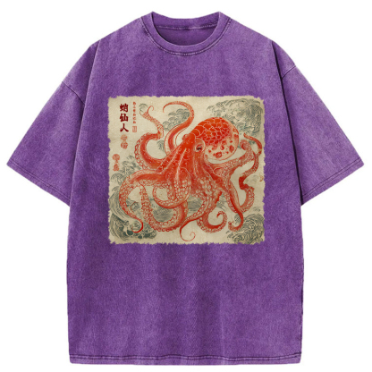 Tokyo-Tiger Octopus Sage Washed T-Shirt