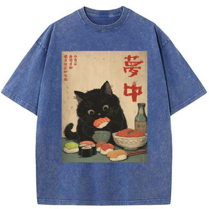 Tokyo-Tiger The Black Cat’s Sushi Night Washed T-Shirt