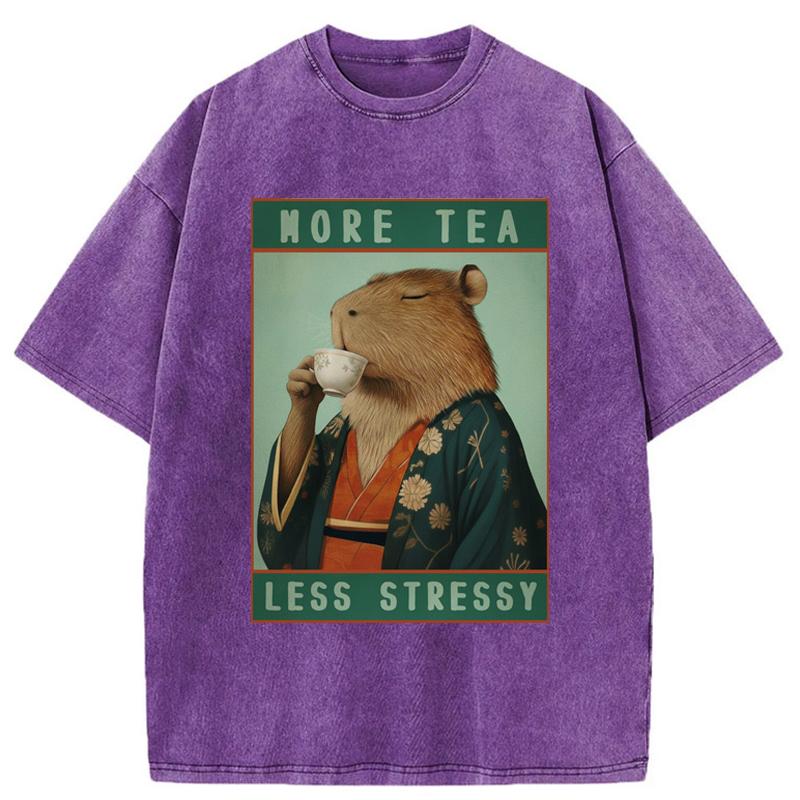 Tokyo-Tiger Less Tea More Stressy Washed T-Shirt
