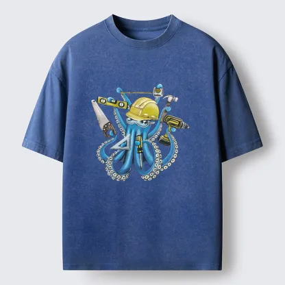 Tokyo-Tiger Architect Octopus Washed T-Shirt