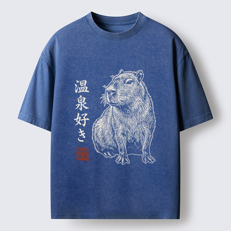 Tokyo-Tiger Hot Spring Enthusiasts Washed T-Shirt