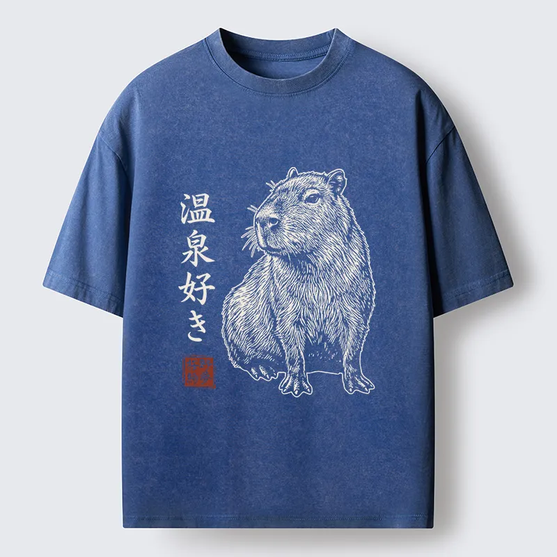 Tokyo-Tiger Hot Spring Enthusiasts Washed T-Shirt