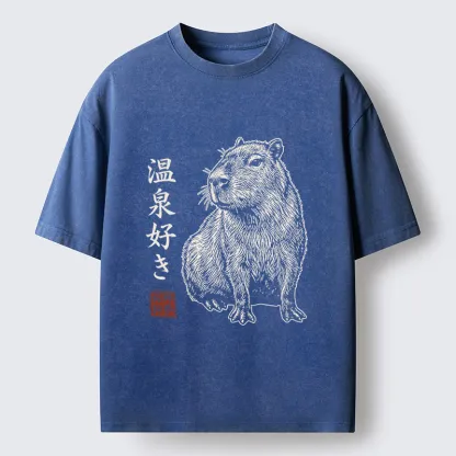 Tokyo-Tiger Hot Spring Enthusiasts Washed T-Shirt