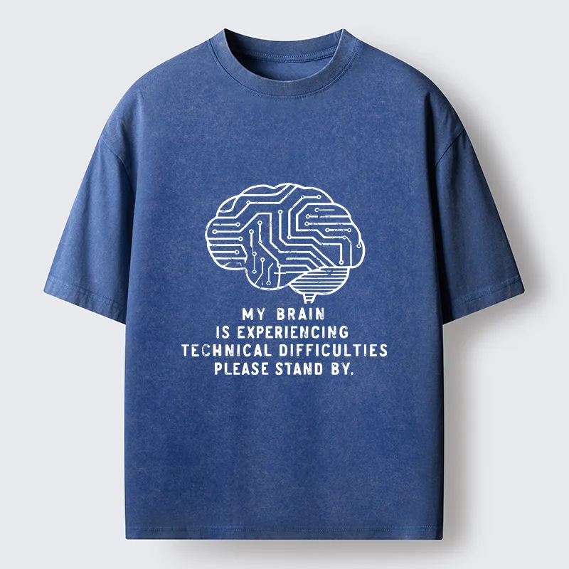 Tokyo-Tiger Brain Technology Malfunction Washed T-Shirt