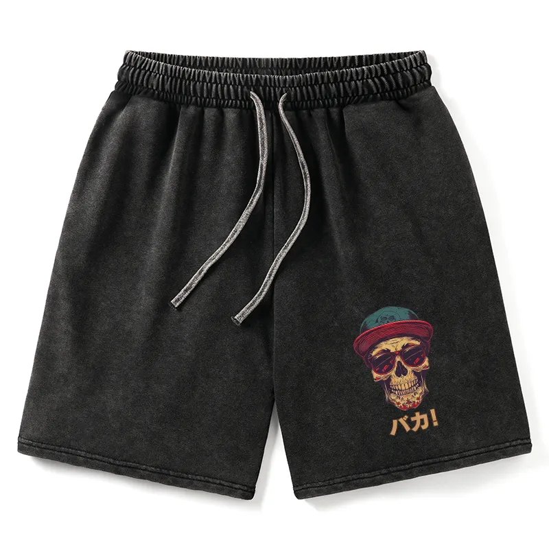 Tokyo-Tiger Fashion Skull Japanese Washed Shorts
