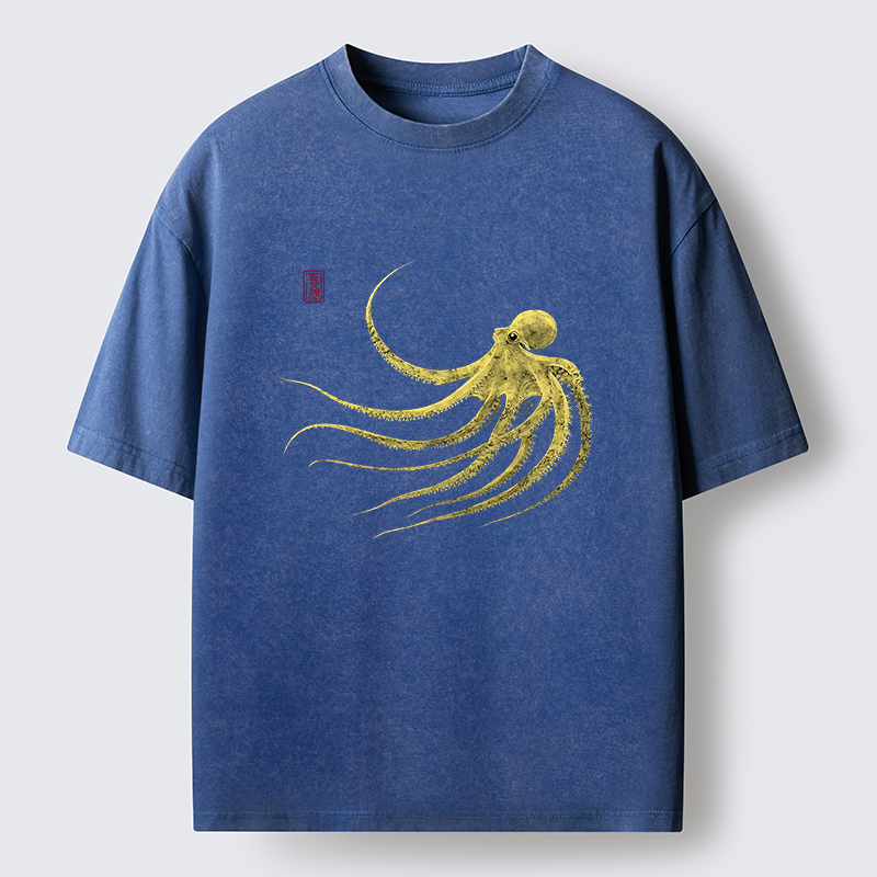Tokyo-Tiger Retro Octopus Washed T-Shirt