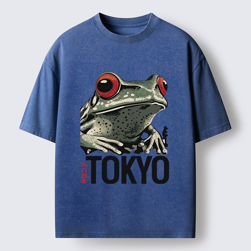 Tokyo-Tiger Retro Tokyo Frog Washed T-Shirt