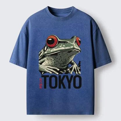 Tokyo-Tiger Retro Tokyo Frog Washed T-Shirt