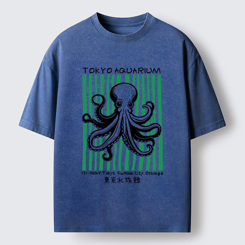 Tokyo-Tiger Cute Tokyo Octopus Washed T-Shirt
