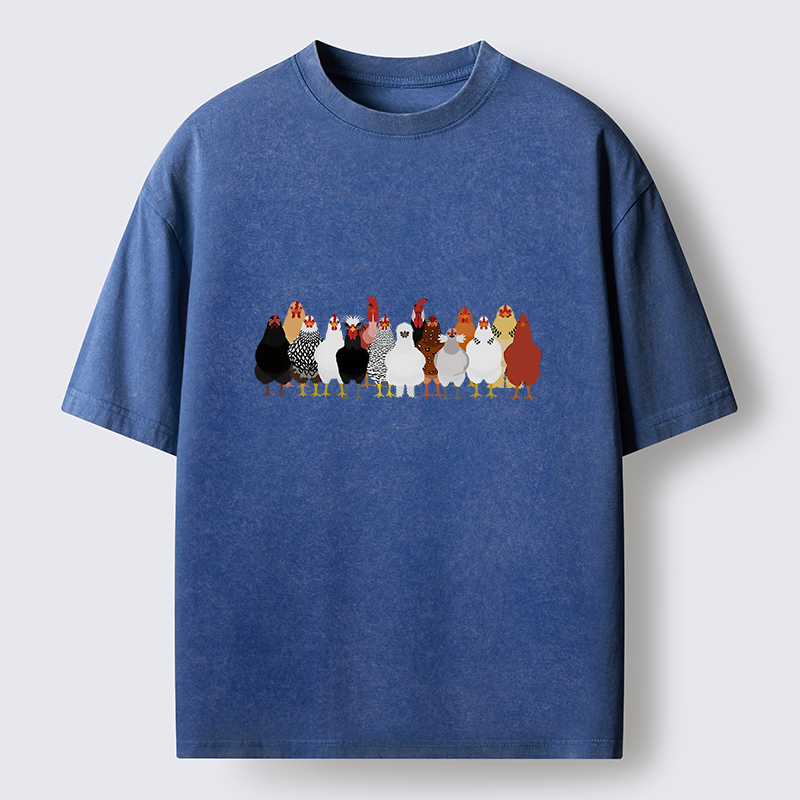 Tokyo-Tiger Funny Chickens Washed T-Shirt
