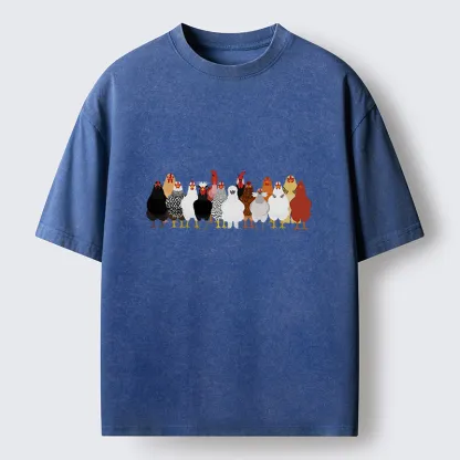 Tokyo-Tiger Funny Chickens Washed T-Shirt