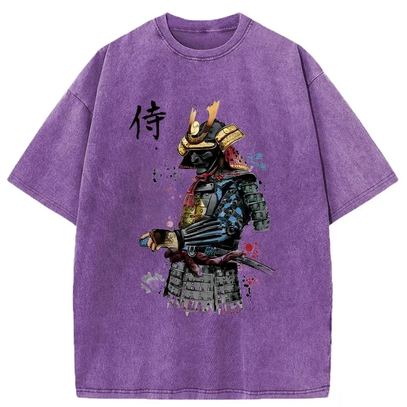 Tokyo-Tiger Retro Japanese Samurai Washed T-Shirt
