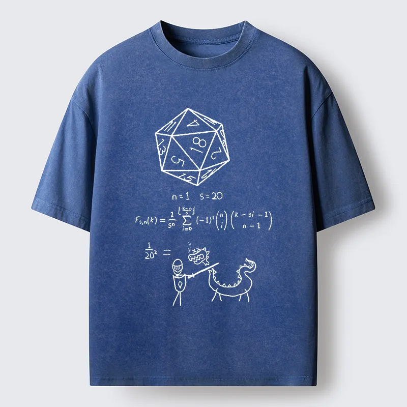 Tokyo-Tiger Twenty-sided Die Funny Washed T-Shirt