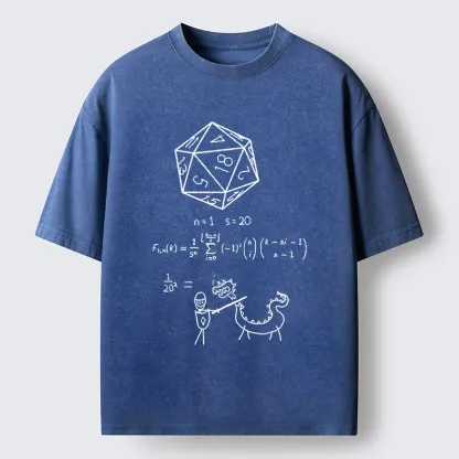 Tokyo-Tiger Twenty-sided Die Funny Washed T-Shirt