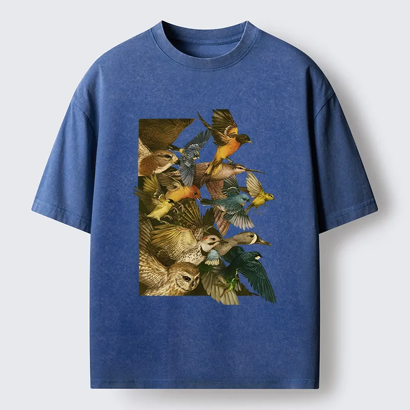 Tokyo-Tiger Flock Of Flying Birds Washed T-Shirt