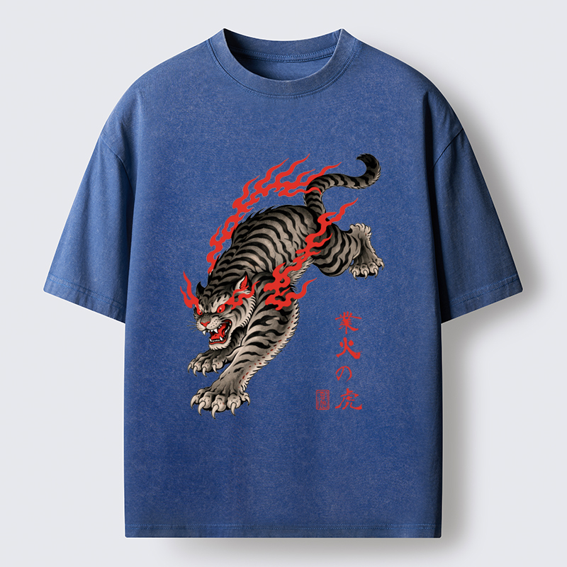Tokyo-Tiger Blazing Tiger Washed T-Shirt