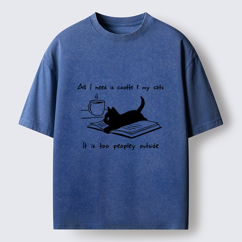 Tokyo-Tiger I Need Is Coffee And My Cat Washed T-Shirt