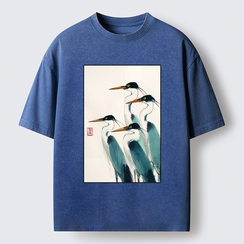 Tokyo-Tiger Standing Herons Washed T-Shirt