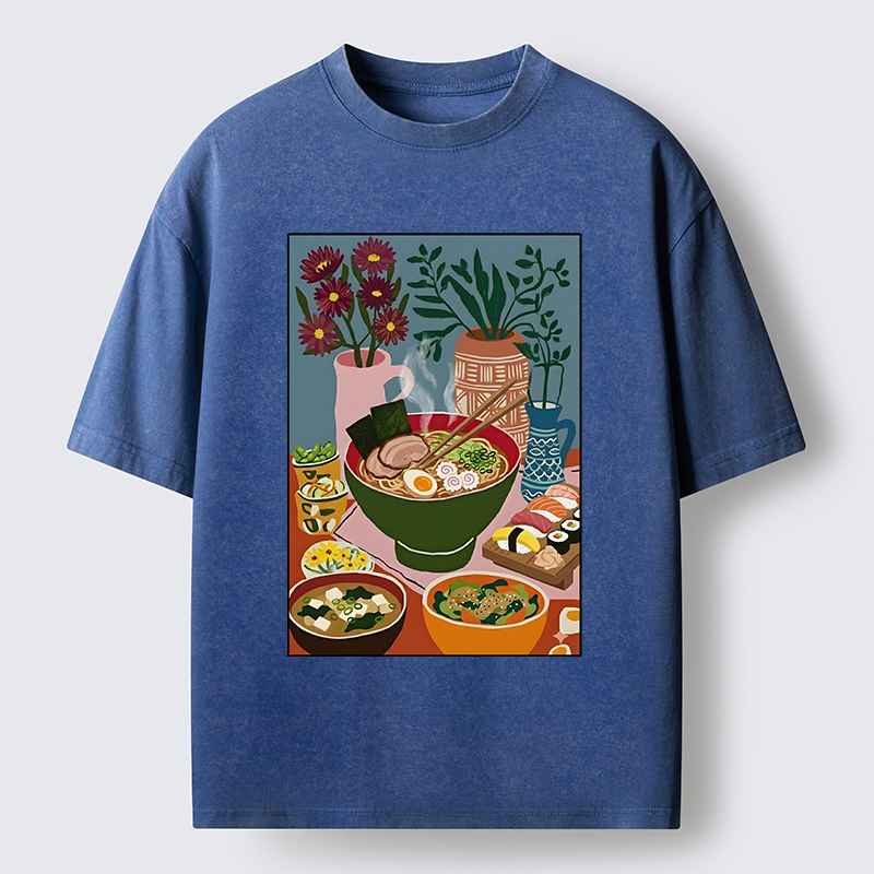 Tokyo-Tiger Delicious Japanese Food Washed T-Shirt