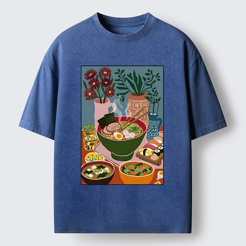 Tokyo-Tiger Delicious Japanese Food Washed T-Shirt