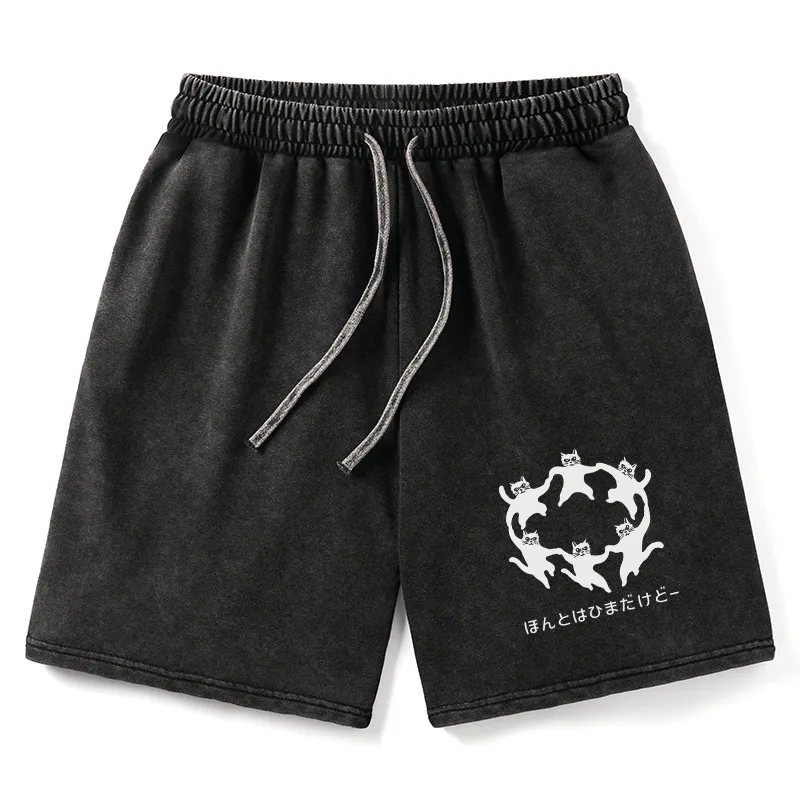 Tokyo-Tiger Leisure Cats Japanese Washed Shorts