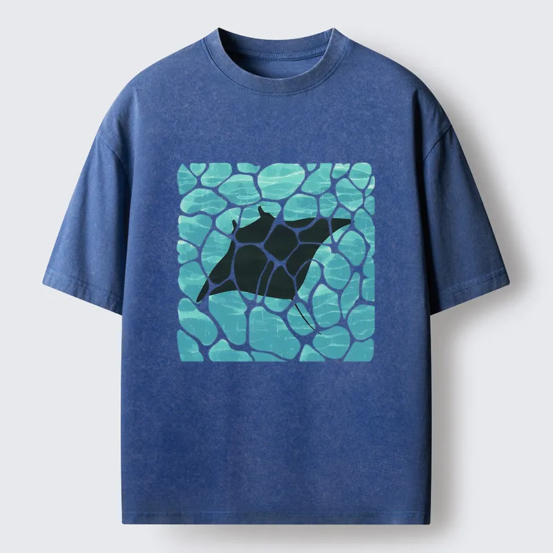 Tokyo-Tiger Manta Ray Fish Washed T-Shirt