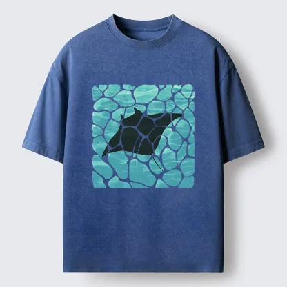 Tokyo-Tiger Manta Ray Fish Washed T-Shirt