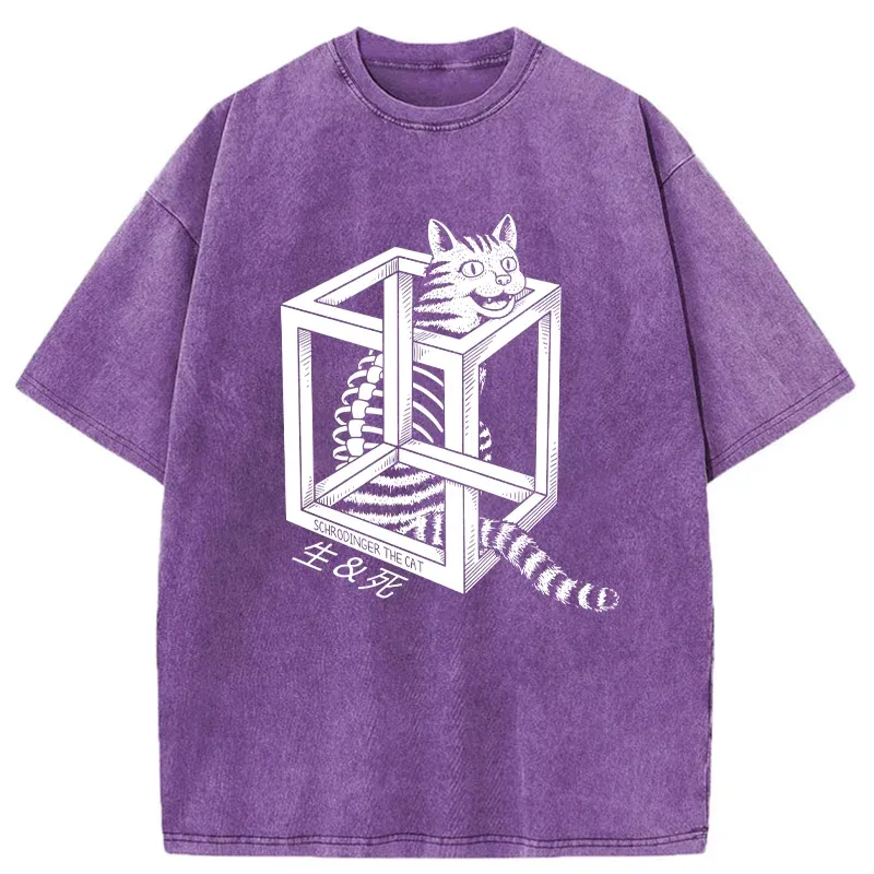 Tokyo-Tiger Schrodinger's Miserable Cat Washed T-Shirt