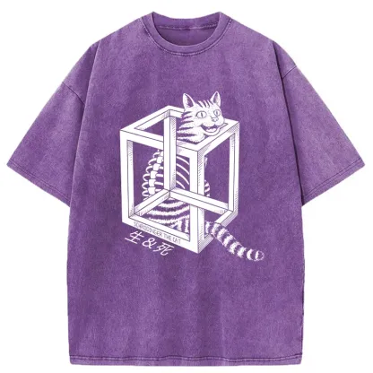 Tokyo-Tiger Schrodinger's Miserable Cat Washed T-Shirt