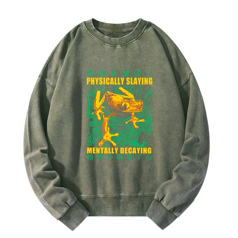 Tokyo-Tiger Physically Slaying Mentally Decaying Washed Sweatshirt