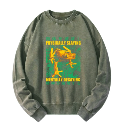 Tokyo-Tiger Physically Slaying Mentally Decaying Washed Sweatshirt