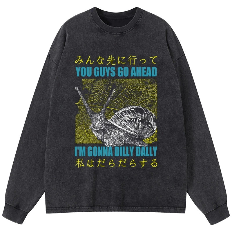 Tokyo-Tiger Slow Snail Japanese Washed Long Sleeve T-Shirt