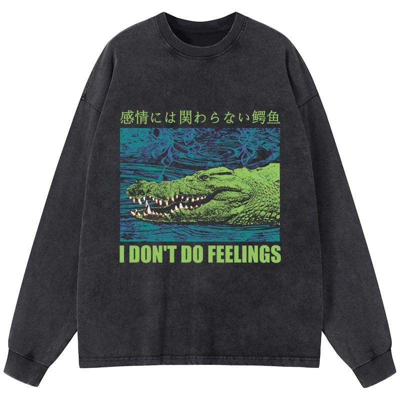 Tokyo-Tiger An Emotionless Crocodile Washed Long Sleeve T-Shirt