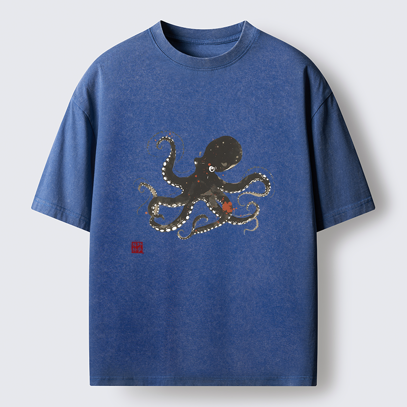 Tokyo-Tiger Traditional Octopus Washed T-Shirt