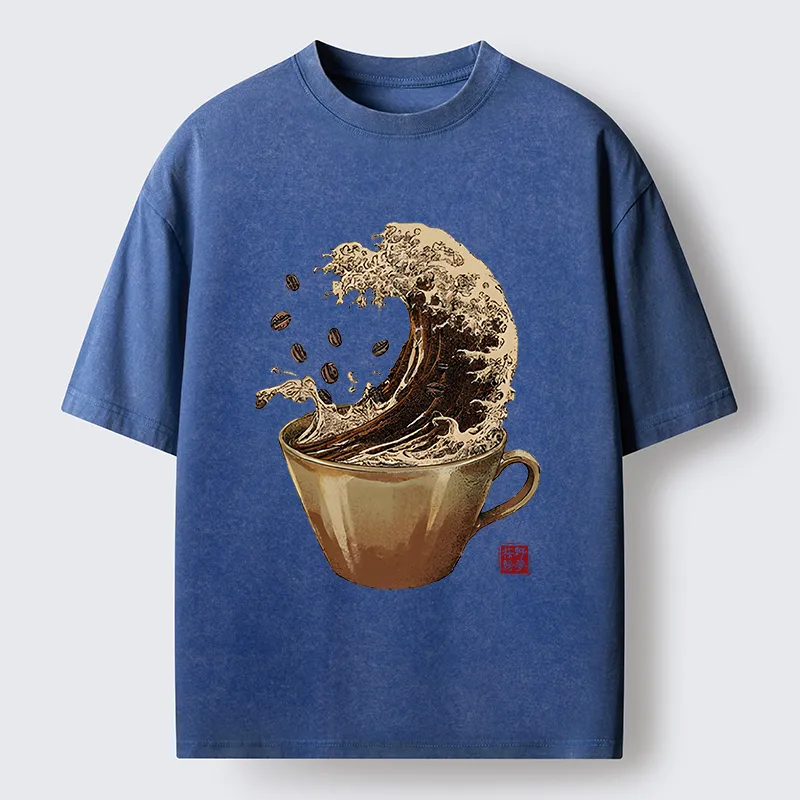 Tokyo-Tiger Delicious Coffee Wave Washed T-Shirt