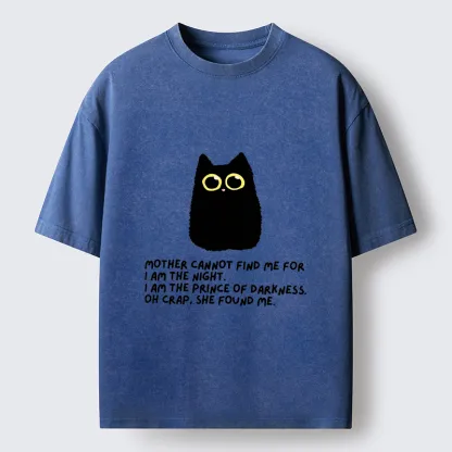 Tokyo-Tiger Playing Hide-and-seek With A Black Cat Washed T-Shirt