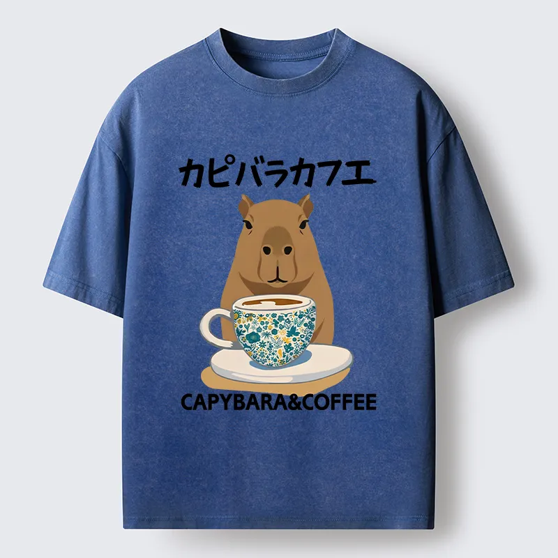 Tokyo-Tiger Drink Delicious Coffee Washed T-Shirt