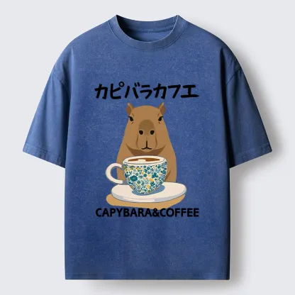 Tokyo-Tiger Drink Delicious Coffee Washed T-Shirt