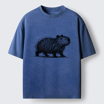 Tokyo-Tiger Minimalist Capybara Washed T-Shirt