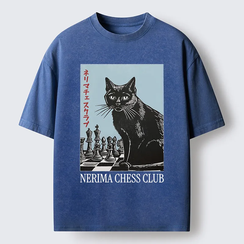 Tokyo-Tiger Chess And Cat Washed T-Shirt
