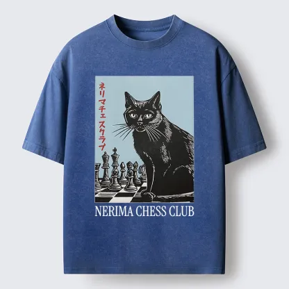 Tokyo-Tiger Chess And Cat Washed T-Shirt
