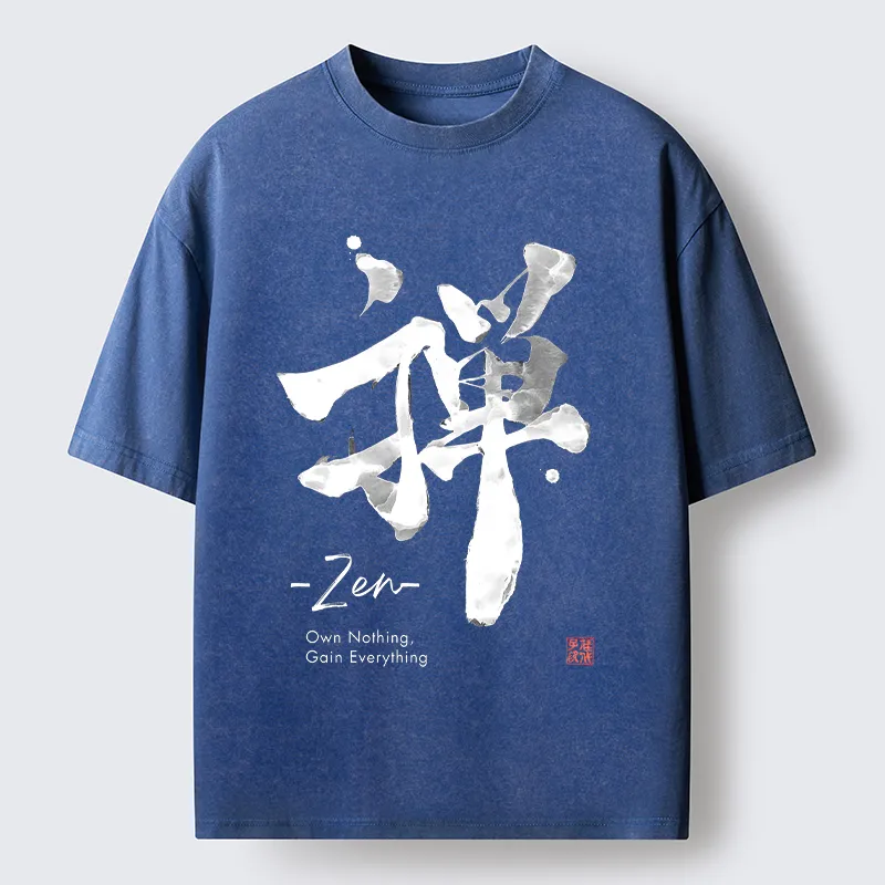 Tokyo-Tiger Zen Texts Washed T-Shirt