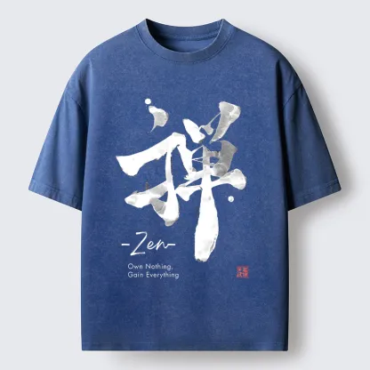 Tokyo-Tiger Zen Texts Washed T-Shirt