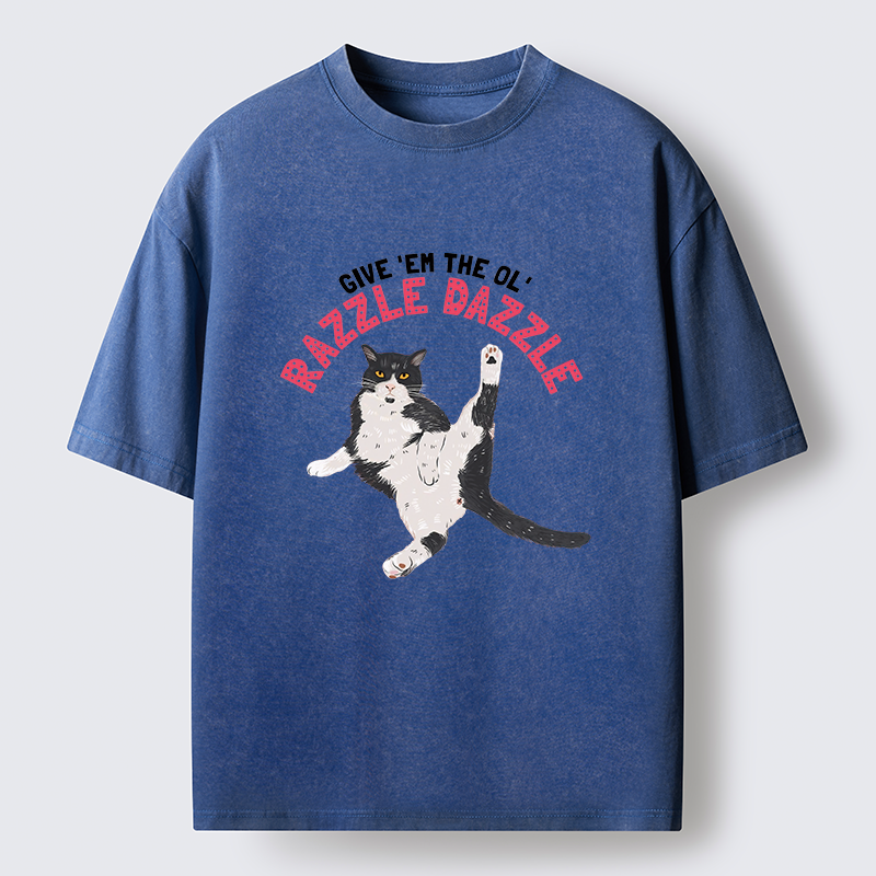 Tokyo-Tiger Cute Tuxedo Cat Washed T-Shirt