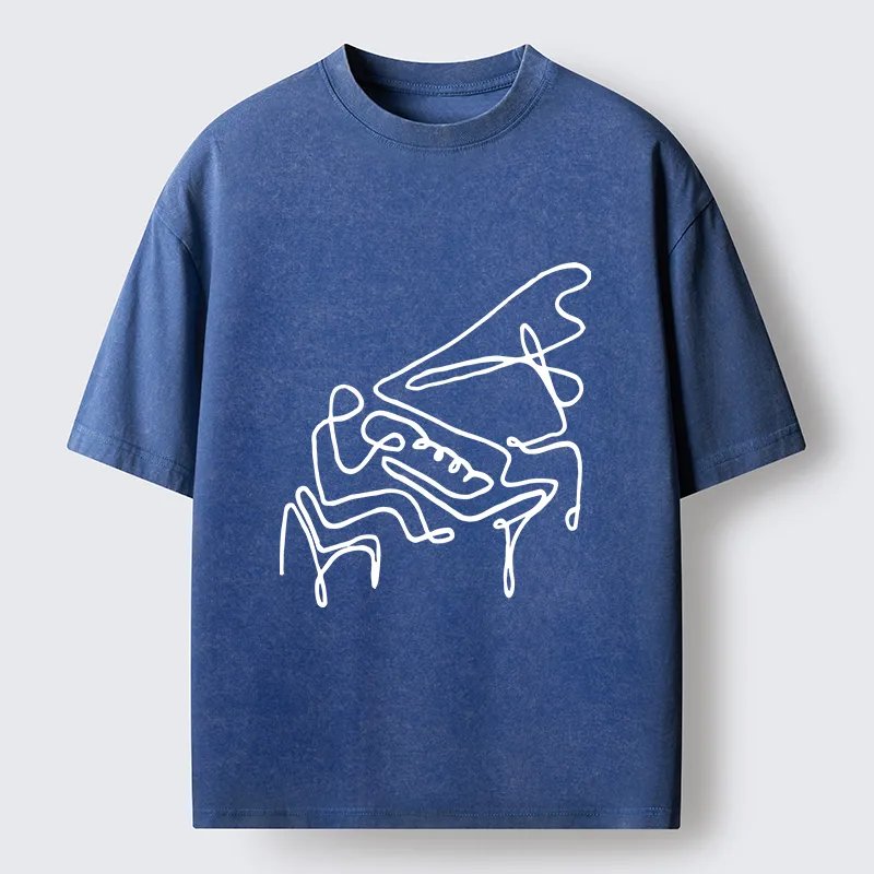 Tokyo-Tiger Minimalist Piano Washed T-Shirt