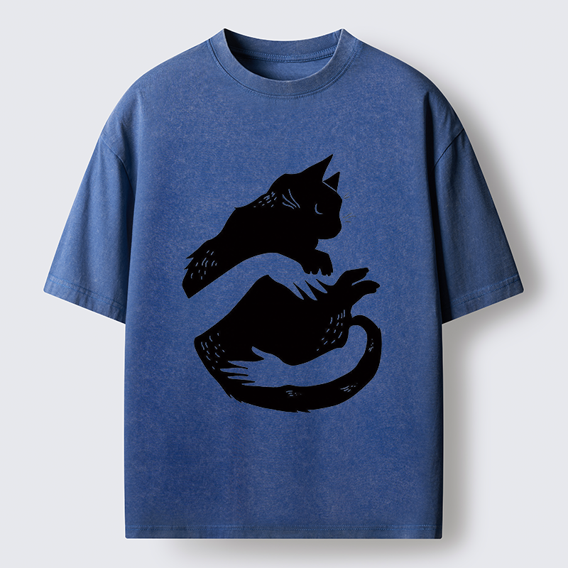 Tokyo-Tiger Holding A Black Cat Washed T-Shirt
